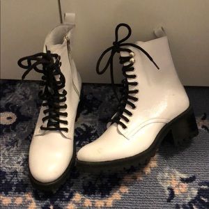 White Steve Madden combat boots